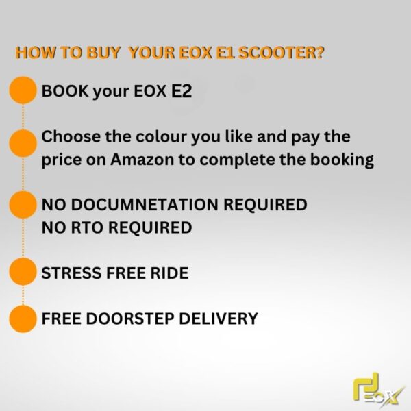 EOX E2 Low Speed Electric Scooter Non RTO with 60-80Km Range, Black Portable Lithium Battery & Charger - Image 6